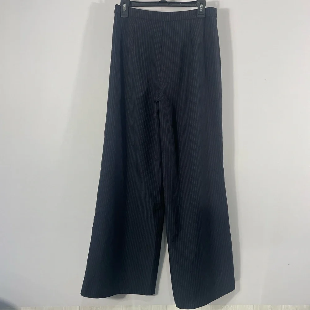 Women’s Navy white pinned striped Wide legged, Pants, Trousers Size Medium - Picture 4 of 9